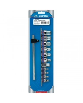 Набор торцевых головок 1/2&quot;&3/8&quot;, TORX Е-стандарт, E4-E20, вороток, 12 предметов KING TONY