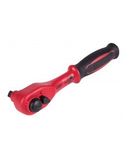 Трещотка диэлектрическая 3/8", 200 мм, 24 зубца, флажковая с кнопкой, фиксатор KING TONY 3771VE-foto2