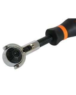 281404 Рукоятка трещоточная 1/4"DR, с шарнирной головкой, 100 зубцов, 180 мм-foto3