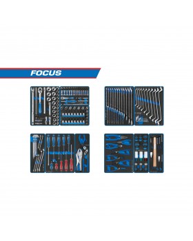 Набор инструментов &quot;FOCUS&quot; для тележки, 11 ложементов, 188 предметов KING TONY 934-188MRVD
