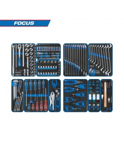Набор инструментов "FOCUS" для тележки, 11 ложементов, 188 предметов KING TONY 934-188MRVD-foto2