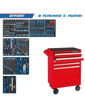 Набор инструментов &quot;EFFORT&quot; в красной тележке, 235 предметов KING TONY 934-235MRV