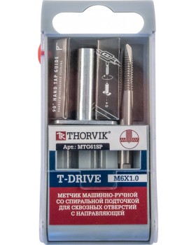 Метчик машинно-ручной T-DRIVE со спиральной подточкой для сквозных отверстий с направляющей в наборе-foto3