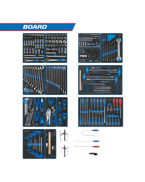 Набор инструментов &quot;BOARD&quot; для тележки, 15 ложементов, 325 предметов KING TONY 934-325MRVD