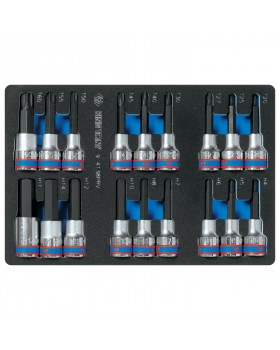 Набор торцевых насадок 1/2&quot;, TORX, HEX, L = 80 мм, ложемент, 18 предметов KING TONY 9-4138PRV