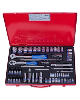 Набор торцевых головок с принадлежностями 1/4&quot;&3/8&quot;&1/2&quot;, шестигранные, 4-32 мм, 62 п-foto3