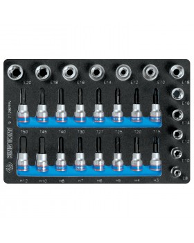 Набор торцевых насадок и головок 1/2&quot;&3/8&quot;, TORX, HEX, Е6-Е20, ложемент, 28 предметов KING