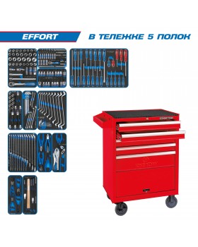 Набор инструментов &quot;EFFORT&quot; в красной тележке, 235 предметов KING TONY 934-235MRV