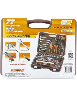 Набор инструмента универсальный 1/4", 1/2"DR с головками торцевыми 12-гранными 1/2"DR, 77 предметов-foto4