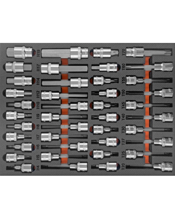 OMT42STE Набор торцевых насадок 1/2" со вставками-битами в EVA ложементе 280х375 мм, 42 пр.
