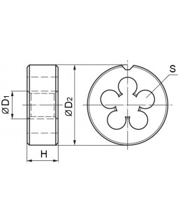 Плашка D-COMBO круглая ручная М10х1.5, HSS, Ф30х11 мм-foto3