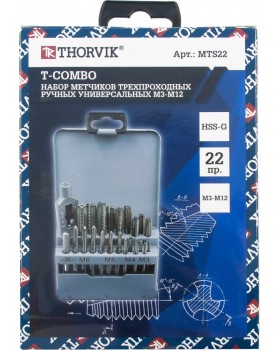 Набор метчиков T-COMBO трехпроходных ручных универсальных М3-М12, HSS-G, 22 предмета-foto2