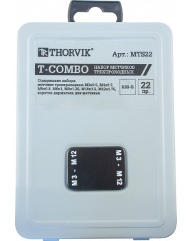Набор метчиков T-COMBO трехпроходных ручных универсальных М3-М12, HSS-G, 22 предмета-foto3