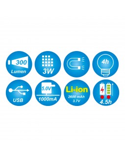 Фонарь светодиодный, шарнирный, магнит, 3+8 элементов, Li-Ion, 3,7 В KING TONY 9TA27A-foto5