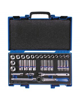 Набор торцевых головок с принадлежностями 3/8", шестигранные, 7-24 мм, 33 предмета, в комплекте Набор торцевых головок с принадлежностями 3/8", шестигранные, 7-24 мм, 33 предмета, в комплекте