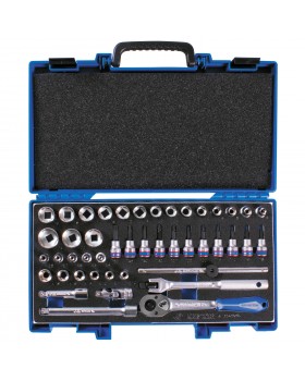 Набор торцевых головок с принадлежностями 3/8", шестигранные, 6-24 мм, 45 предметов, в комплект Набор торцевых головок с принадлежностями 3/8", шестигранные, 6-24 мм, 45 предметов, в комплект