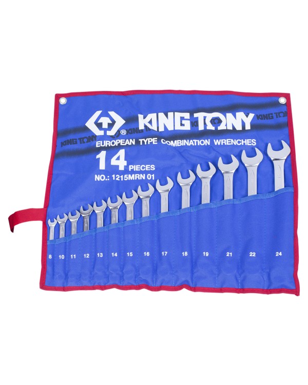 Набор комбинированных ключей, 8-24 мм, чехол из теторона, 14 предметов KING TONY 1215MRN01