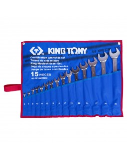 Набор комбинированных ключей, 6-32 мм, чехол из теторона, 15 предметов KING TONY 1215MRN02