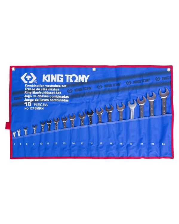 Набор комбинированных ключей, 6-24 мм чехол из теторона, 18 предметов KING TONY 1218MRN