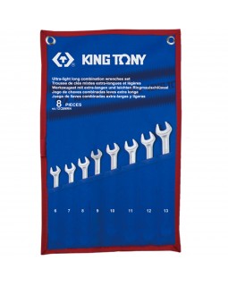 Набор комбинированных удлиненных ключей, 6-13 мм, чехол из теторона, 8 предметов KING TONY 12C8MRN