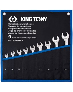 Набор комбинированных ключей, 8-19 мм, чехол из теторона, 9 предметов KING TONY 12D09MRN