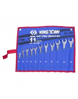 Набор комбинированных трещоточных ключей, 8-19 мм, чехол из теторона, 11 предметов KING TONY 14111MR