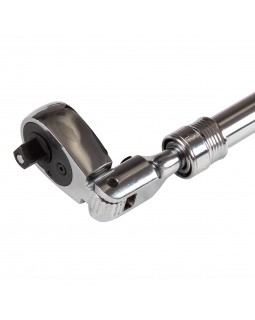 Трещотка 3/8", 250-350 мм, 72 зубца, флажковая с кнопкой, шарнирная, телескопическая с фиксатор-foto3