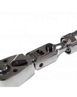 Трещотка 3/8", 250-350 мм, 72 зубца, флажковая с кнопкой, шарнирная, телескопическая с фиксатор-foto4