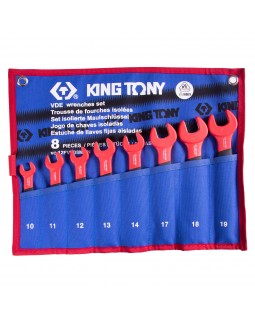 Набор рожковых диэлектрических ключей, 10-19 мм, чехол из теторона, 8 предметов KING TONY 12FVE08MRN