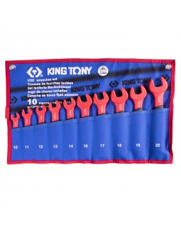 Набор рожковых диэлектрических ключей, 10-22 мм, чехол из теторона, 10 предметов KING TONY 12FVE10MR