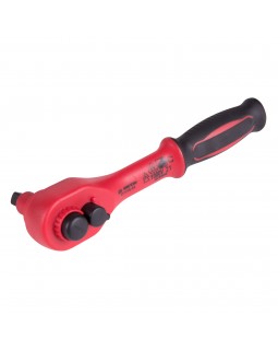 Трещотка диэлектрическая 1/4", 150 мм, 24 зубца, флажковая с кнопкой, фиксатор KING TONY 2771VE-foto2