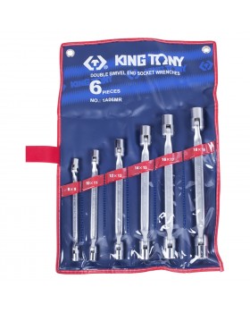 Набор торцевых ключей с шарниром, 8-19 мм, 6 предметов KING TONY 1A06MR