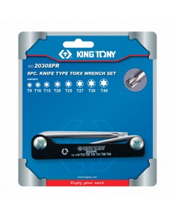 Набор Г-образных TORX, T9-T40, складные, 8 предметов KING TONY 20308PR