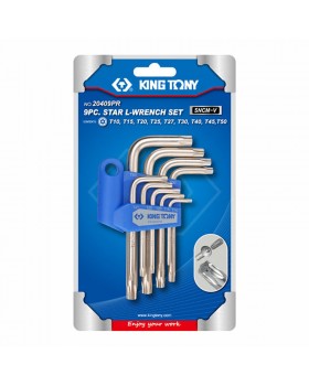 Набор Г-образных TORX, T10-T50, короткие с отверстием, 9 предметов KING TONY 20409PR