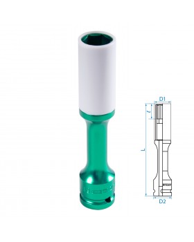 Головка торцевая ударная глубокая 1/2", 19 мм, тонкостенная, пластиковая защита KING TONY 49551