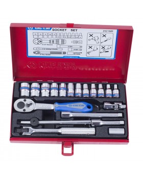 Набор торцевых головок с принадлежностями 1/4", шестигранные, 4-13 мм, 19 предметов KING TONY 2-foto3