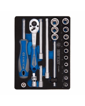 Набор торцевых головок с принадлежностями 1/4", шестигранные, 4-14 мм, 21 предмет KING TONY 252-foto2