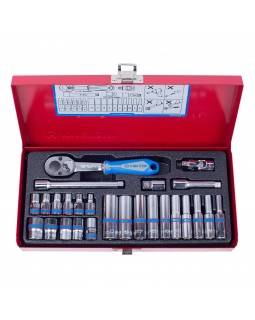 Набор торцевых головок с принадлежностями 1/4&quot;, шестигранные, 4-13 мм, 26 предметов KING TONY 2-foto3