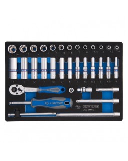 Набор торцевых головок с принадлежностями 1/4&quot;, шестигранные, 4-14 мм, 34 предмета KING TONY 25-foto2