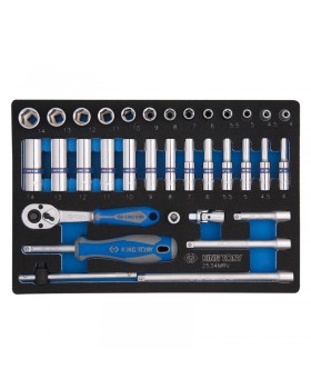 Набор торцевых головок с принадлежностями 1/4", шестигранные, 4-14 мм, 34 предмета KING TONY 25-foto2