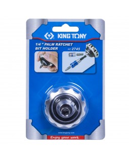 Трещотка вороток 1/4", бесшаговая, дисковый механизм, для вставок (бит) KING TONY 2745-foto2