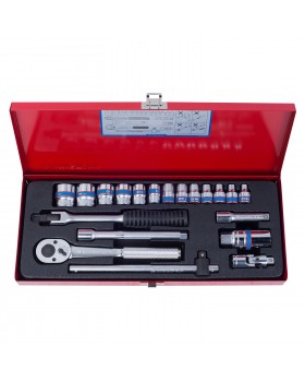 Набор торцевых головок с принадлежностями 3/8&quot;, двенадцатигранные, 6-22 мм, 20 предметов KING T-foto3