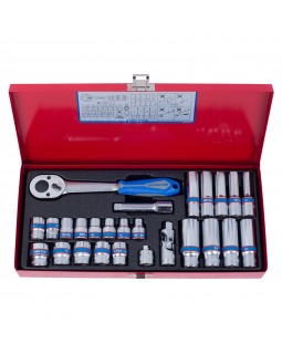 Набор торцевых головок с принадлежностями 3/8", двенадцатигранные, 7-19 мм, 26 предметов KING T-foto3