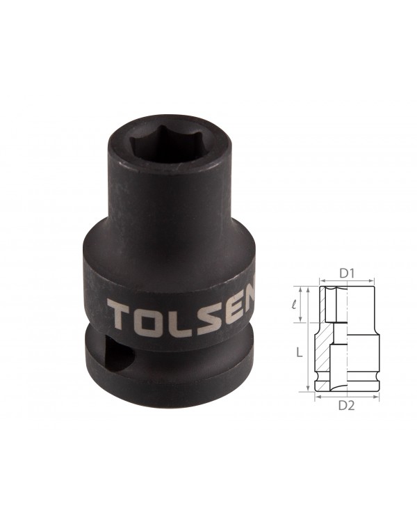 Головка торцевая ударная шестигранная 1/2&quot;, 8 мм TOLSEN TT18208