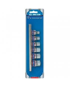 Набор торцевых головок 3/8&quot;, TORX Е-стандарт, E8-E18, 6 предметов KING TONY 3106PR