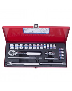 Набор торцевых головок с принадлежностями 3/8&quot;, шестигранные, 6-22 мм, 22 предмета KING TONY 35-foto4