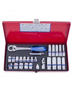 Набор торцевых головок с принадлежностями 3/8&quot;, шестигранные, 7-19 мм, 26 предметов KING TONY 3-foto3