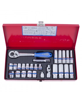 Набор торцевых головок с принадлежностями 3/8&quot;, шестигранные, 7-19 мм, 26 предметов KING TONY 3-foto3