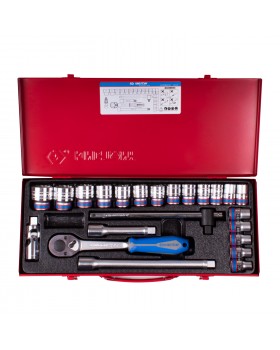 Набор торцевых головок с принадлежностями 1/2&quot;, двенадцатигранные, 10-32 мм, 23 предмета KING T-foto3