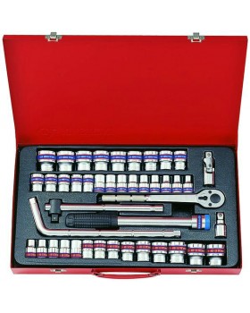 Набор торцевых головок с принадлежностями 1/2", двенадцатигранные, 8-32 мм, 43 предмета KING TO Набор торцевых головок с принадлежностями 1/2", двенадцатигранные, 8-32 мм, 43 предмета KING TO